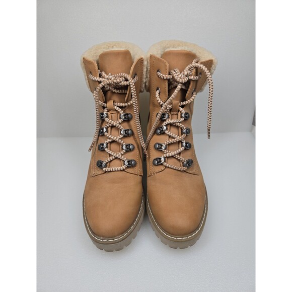 DV by Dolce Vita Russit Ankle Boot Lace Up Bootie Tan/Camel Women's 8.5 Buckle - Picture 3 of 12